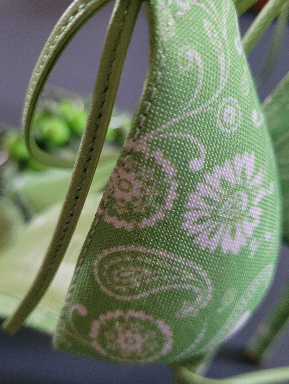 Schutz Tasha Stiletto Lace Up Lime Green Paisley Beaded Fabric Heels Women 8 - Picture 5 of 7